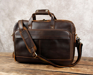 Sacoche d'ordinateur portable élégante grande capacité en cuir véritable bordeaux, personnalisable OEM, étui de protection de haute qualité pour hommes et femmes - Product Image 2