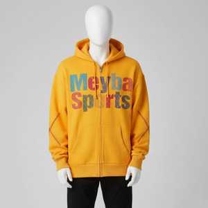 Sudadera con capucha amarilla para hombre 2026 con cremallera, estampado gráfico llamativo, chaqueta de forro polar estilo urbano, sudadera con capucha de mezcla de algodón suave, moda casual - Product Image 4