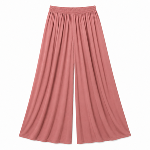Pantalon large taille haute respirant coupe ample avec taille élastique longueur totale couleur unie décontracté pour femme printemps automne - Product Image 5