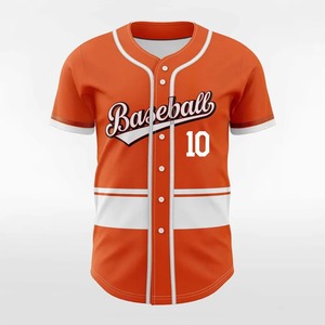 Custom Orange Baseball Jersey Men's Short Sleeve 100% Polyester Breathable Button Front Team Number 10 Printed Apparel - Product Image 6