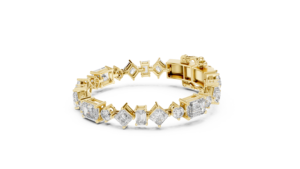 Lord Krishna 9Kt Yellow Gold Emerald Cut Diamond <b>Bracelet</b> 24 Stones 20.07Ct IGI Certified Luxury Bridal Wedding Statement - Product Image 2