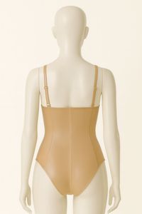 Women's Black Faux <b>Leather</b> One Piece <b>Bodysuit</b> with Front Zipper Underwire Support Sexy Lingerie Full Cup Design - Product Image 2
