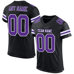 Wholsale Direct Industry Best Selling Custom Black <b>Purple</b>-White <b>Mesh</b> Authentic Football Jersey - Product Image 1