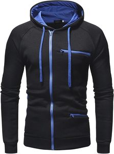 Sudadera con Capucha Personalizada con Logotipo para Hombre, de Invierno, Manga Larga, Cierre Lateral Asimétrico, Forro en Contraste, Cordón Ajustable, Corte Ajustado, Alta Calidad, Disponible en Stock - Product Image 1