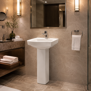 Lavabo mural LorasElite en céramique moderne avec siphon en P, désodorisation automatique, écologique, facile à nettoyer, idéal pour hôtels, télécommandé - Product Image 3
