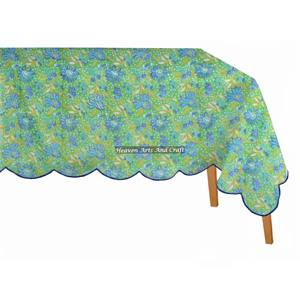 Mantel Rectangular de Algodón Bagru con Estampado a Mano, 60x90 Pulgadas, para Comedor, Navidad, con Borde Festoneado, Diseño Floral - Product Image 4