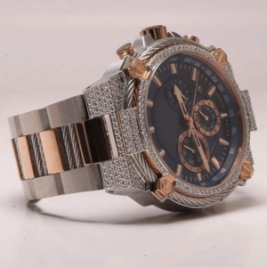 Luxury Hip Hop Quartz Watch with Brilliant Moissanite Stones in Round Face Diamond Wrist Watch with <b>Multiplies</b> Diamond - Product Image 4