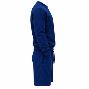 Conjunto Deportivo AIFRAN SPORTS para Hombre, Sudadera Azul Marino con Cuello Redondo, Pantalones Cortos con Cordón, Estampado de Leopardo, Ropa Deportiva Informal, 50% Algodón - Product Image 3