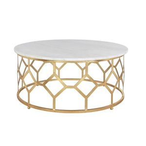 Meubles de salon de luxe, table basse contemporaine en marbre, table basse en métal doré, table basse élégante, table basse haut de gamme - Product Image 3