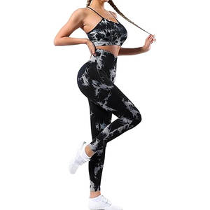 Conjuntos de Yoga para Mujer, Conjuntos Deportivos sin Costuras con Estampado Tie Dye, Conjuntos de Yoga para Gimnasio con Tirantes Ajustables, Conjuntos de Ropa Deportiva Elegantes - Product Image 1