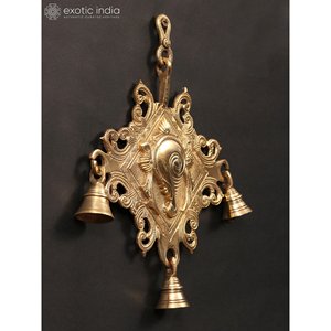 Cloche murale en laiton au design exotique indien, élégant objet de décoration pour la maison, fabriqué en Inde - Product Image 2
