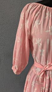 Vestido de Algodón Estampado a Mano, Vestido de Algodón con Capas, Vestido de Algodón Estampado, Estampado Floral, Cuello Redondo, Manga Larga, Vestido Largo para Fiesta - Product Image 2