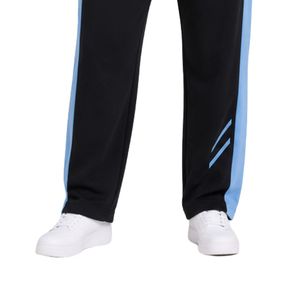 Ensemble décontracté deux pièces personnalisé pour femme, t-shirt à manches courtes bleu ciel et noir et pantalon droit, avec contraste - Product Image 5