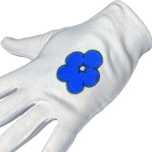 Guantes de algodón blancos con bordado de flores azules hasta la muñeca, guantes casuales de algodón, guantes de regalia masónica. - Product Image 3