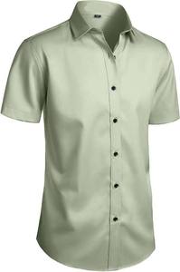 Premium Custom Eco-Friendly <b>Half</b> Sleeve <b>Button</b> Collar Dress <b>Shirt</b> Men's Breathable Poplin Office Business Uniform Embroidery - Product Image 3