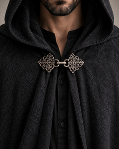 Cape à capuche unisexe noire médiévale, longue cape gothique, costume de Renaissance LARP, sorcier, sorcière, traître, Halloween, fantaisie, polyester - Product Image 6