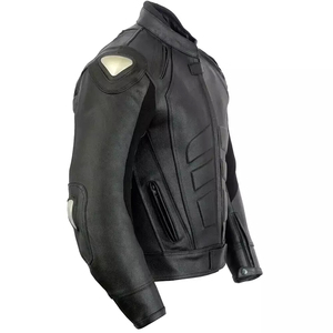 Blouson de moto en cuir noir pour homme, manches longues, coupe-vent, toutes saisons, vêtements de course - Product Image 4