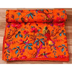ผ้าห่มกันธาแบบวินเทจทำมือจากราชสถาน ผลิตในอินเดีย ลายพิมพ์ผ้าฝ้ายเย็บมือ คุณภาพสูง นุ่มสบาย - Product Image 4