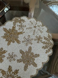 Luxury Embroidered Table <b>Runner</b> Floral Pattern Gold Beige Home Decor <b>Washable</b> Hand Wash - Product Image 3
