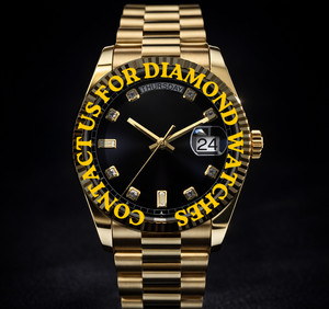 Reloj Mecánico Unisex de 41 mm con Esfera Negra y Chapado en Oro, Características Únicas de Calidad Premium, Diseño Moderno, Correa de Acero Inoxidable Personalizada - Product Image 1