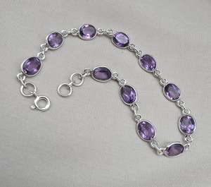 Pulsera de tenis de amatista, gema natural morada, eslabones ovalados, joyería clásica de lujo, plata 925 para mujer, venta al por mayor OEM - Product Image 2