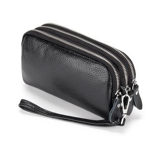 Bolso de Mano de Cuero con Correa y Cierre de Cremallera, Elegante Bolso de Uso Diario para Mujer, Negro - Product Image 4
