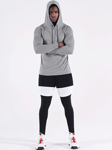 Camiseta Deportiva de Manga Larga para Hombre, con Capucha, de Secado Rápido, Transpirable, para Entrenamiento Físico, Absorbe la Humedad, Informal, Ropa Deportiva Activa - Product Image 5