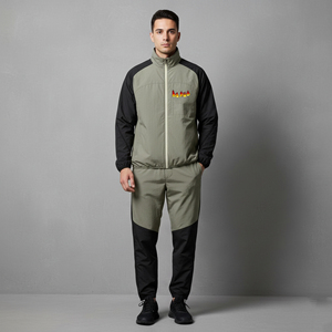 OEM/ODM Survêtement pour homme 100% coton à capuche, logo imprimé sur mesure, couleur contrastée, streetwear respirant et confortable, ensemble 2 pièces - Product Image 1