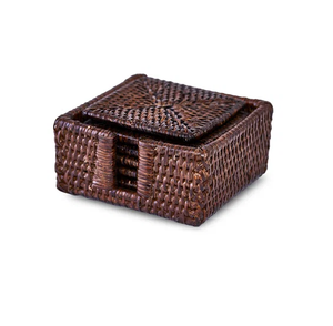 Rattan Coaster <b>Placemat</b> With Holder Bohemian Square Round Woven <b>Placemats</b> Rattan Coaster Set Dining Insulated Woven Basket - Product Image 1