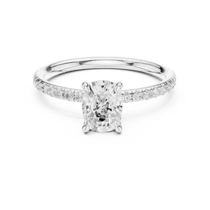 Bague de fiançailles en or massif 18 carats avec diamant de laboratoire taille coussin, certifié IGI, VVS E-F, pierres d'appoint, bijoux de luxe unisexe - Product Image 3