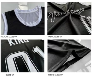 Mens Basketball Custom Jersey Set Striped Print Pattern with Custom Name Number and Logo Team Uniform - Product Image 4