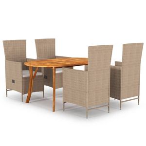 Set da pranzo da giardino beige in 5 pezzi - Product Image 1
