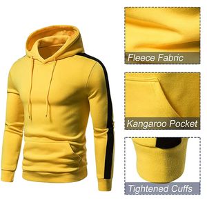 Conjunto Deportivo Personalizado al por Mayor para Hombre, Sudadera con Capucha Amarilla y Pantalones Jogger, Color Sólido, Informal, Tejido de Rizo Francés, Transpirable, Ropa Urbana de Invierno - Product Image 5