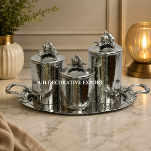 Elegante Juego de Recipientes Metálicos Dorados con Diseño Martillado, Tema Otoñal, Adornos de Calabaza, Juego de 4 Piezas Decorativas para Servir en Mesa con Bandeja - Product Image 2