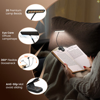 Lámpara de Lectura con Clip Flexible de 26 LED, Recargable por USB C, Ligera, con Batería de Litio de 1200 mAh, para Cama, Venta al Por Mayor