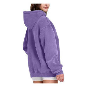 Custom <b>Polyester</b> Cotton Acid Washed Oversized French Terry Heavy Weight Vintage Unisex Pullover <b>Hoodie</b> with Pocket Winter Stone - Product Image 4