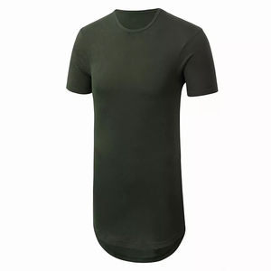 Camiseta larga con dobladillo curvo de última moda para hombre, estilo urbano, poliéster de secado rápido, camiseta larga para gimnasio. - Product Image 2