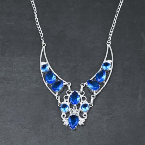 Collier de luxe pour femme en argent sterling avec perle d'eau douce de culture en forme de poire Tanzanite, 18 pouces, cadeau de mariage - Product Image 2