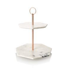 Modern 2 Tier Cake Knife with Gold & Silver Finish <b>Frame</b> Stone for Cupcakes Pastries and Oven Safe Display - Product Image 2