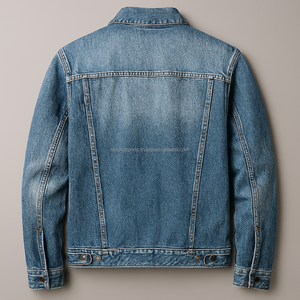 Veste en jean délavée bleu foncé élégante pour homme, coupe ajustée, style formel et décontracté, streetwear vintage, automne, OEM ODM, hiver, imperméable - Product Image 4