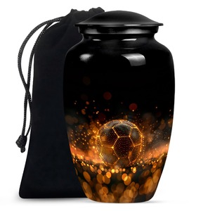 Urna funeraria con diseño de balón de fútbol, distintiva urna conmemorativa femenina para cenizas, urna de cremación para cenizas humanas, recuerdo decorativo. - Product Image 1