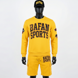 Ensemble sweat-shirt et short pour homme en molleton de coton brossé de haute qualité, toucher doux, logo imprimé personnalisé - Product Image 1