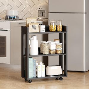 Giá sách mỏng nhỏ với bánh xe con lăn tự lắp ráp gỗ nhỏ kệ sách và Tủ sách cho Thư Viện gia đình - Product Image 4