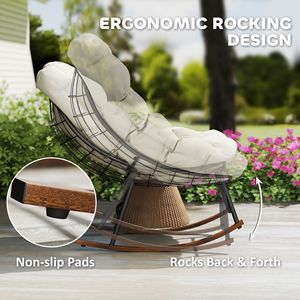 Set di 2 Sedie Papasan Oversize Beige per Esterni, Giardino o Veranda, Capacità 265 Libbre, Ideali per Ospedali - Product Image 4