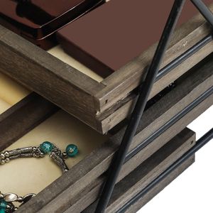 Vassoio Portagioie a Tre Livelli con Finitura Noce, Facile Organizzazione e Accesso, Struttura in Metallo con Maniglia - Product Image 4