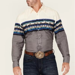 Chemise Homme Personnalisée 2025 Style Western Vintage Cowboy Florale Respirante à Manches Longues Grande Taille XL Col Montant Décontractée Été Automne - Product Image 4