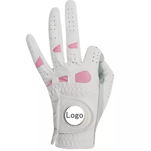 Guante de golf verde y blanco de cuero genuino para mano derecha, transpirable, con cierre de velcro, guante deportivo unisex. - Product Image 1