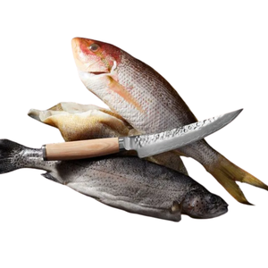 Cuchillo para Deshuesar y Filetear de 6 Pulgadas, Acero Damasco VG MAX, Hoja Curva Martillada, Cuchillo para Pescado y Carne con Mango de Madera Pakkawood Blanca - Product Image 3