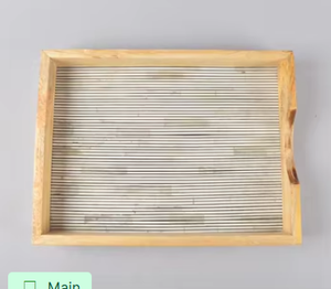 Bandeja de Servir Decorativa de Lujo Hecha a Mano con Incrustaciones de Hueso y Madera de Mango, Elegante Plato Rectangular para Mesa de Centro - Product Image 4