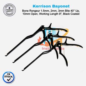 Juego de 3 piezas de rongeurs manuales para columna vertebral, de acero inoxidable alemán, con revestimiento negro, tipo bayoneta Kerrison, instrumentos ortopédicos para columna vertebral - Product Image 4